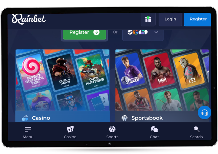 rainbet mobile site on tablet