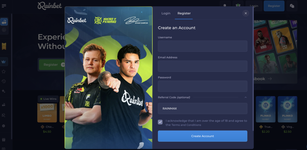 rainbet registration